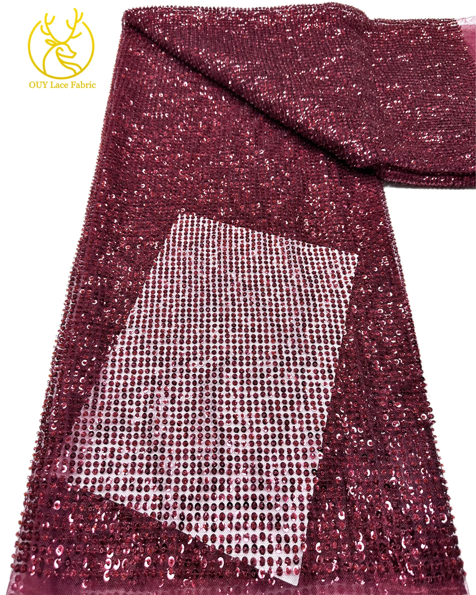 Eleganter französischer Mesh-Tüll-Spitzenstoff 2026 Nigerianischer vollständig perlenbesetzter runder Pailletten-Spitzenstoff für luxuriöse Abendkleider und Hochzeitsfeiern – Detail 23