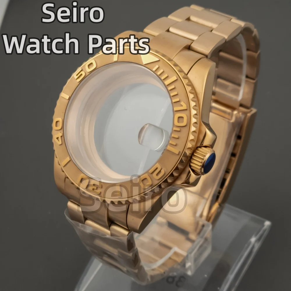 

40mm NH35 rose glod watch case ceramic bezel oyster strap sapphire glass 100M waterproof fit NH35 NH36 movement sub gmt yacht