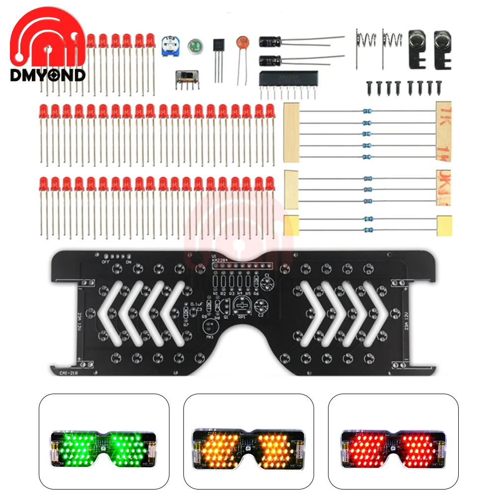 

LED Light Luminous Glasses Production Kit Voice Control DIY Electronic Kit Diode Flashing Light Fun Welding Soldering Assembly