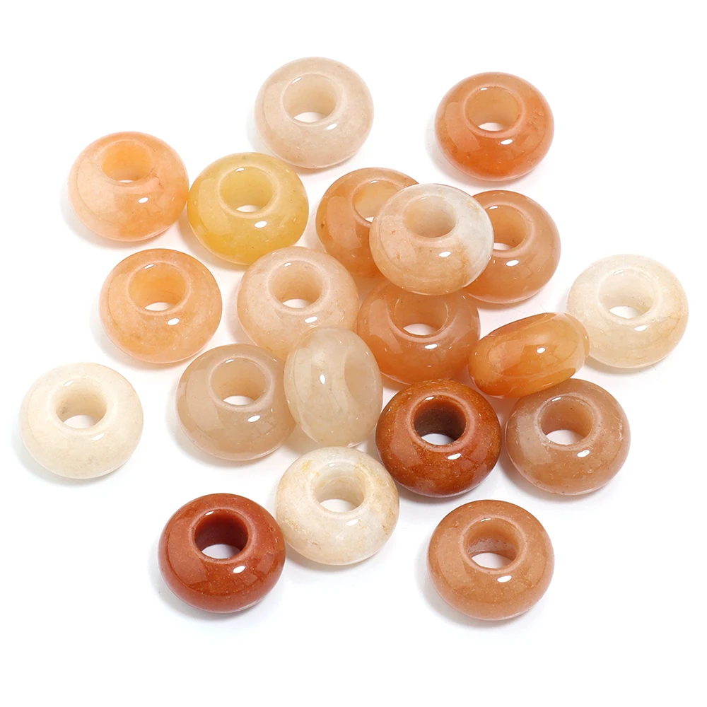 6 stks 14x8mm Natuursteen Kralen Amethist Tijgeroog Agaat Jade Abacus Vorm Big Hole Losse Kralen voor Sieraden Maken DIY Armbanden