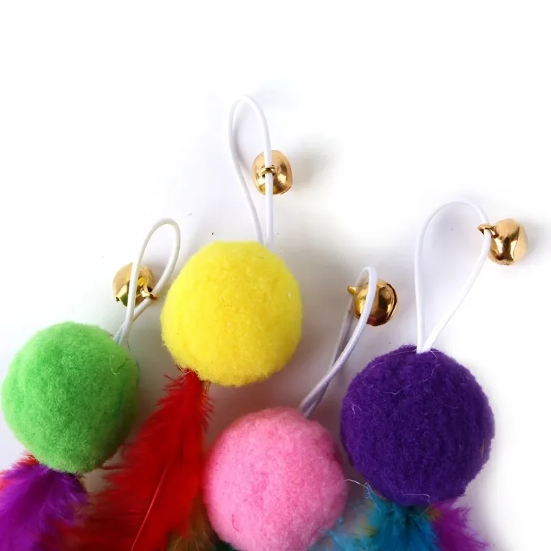 1/2/4Pcs Interactive Cat Feather Toys With Bell Colorful Cat Wand Replacement Part Toy Fun Entertainment Cat Toys Random Color