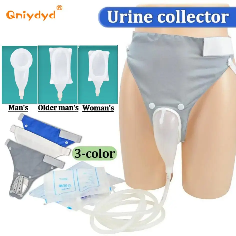 Removable Leakproof Urinal Collector with 1000/2000Ml Drainage Bag Hypoallergenic for Incontinence Care for Bedridden Adults