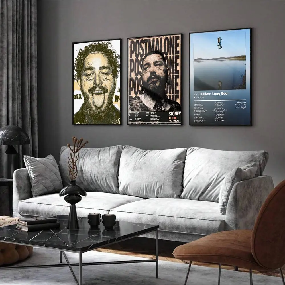 Post M-Malone Rapper Music Poster Home Living Bed Room Bar Hallway Sticky Wall Printing Waterproof Aesthetic Decor