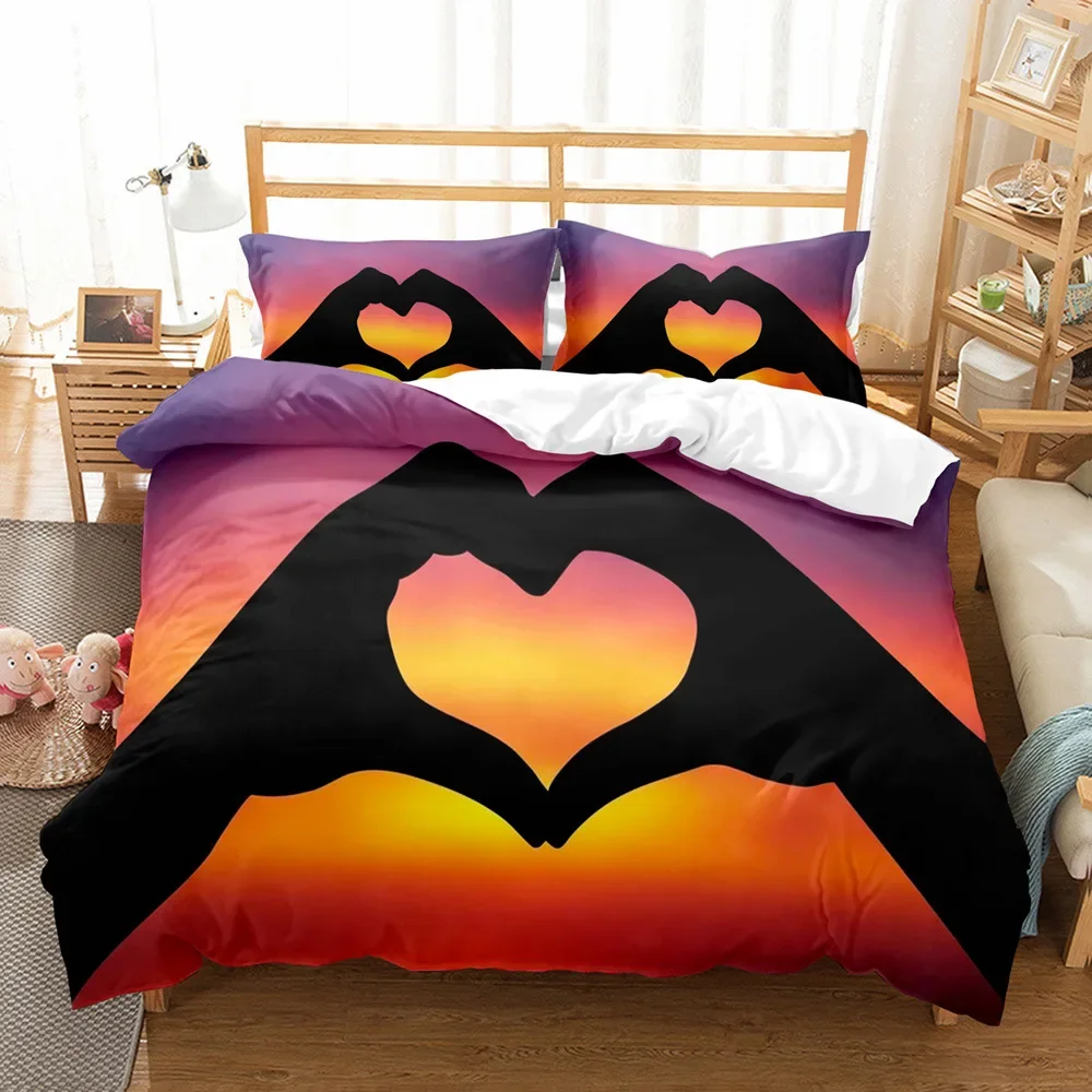 Love Duvet Cover Queen Heart Shaped Bedding Sets Full King Size for Women Men Boys Girls Teens Love Heart Polyester Quilt Cover