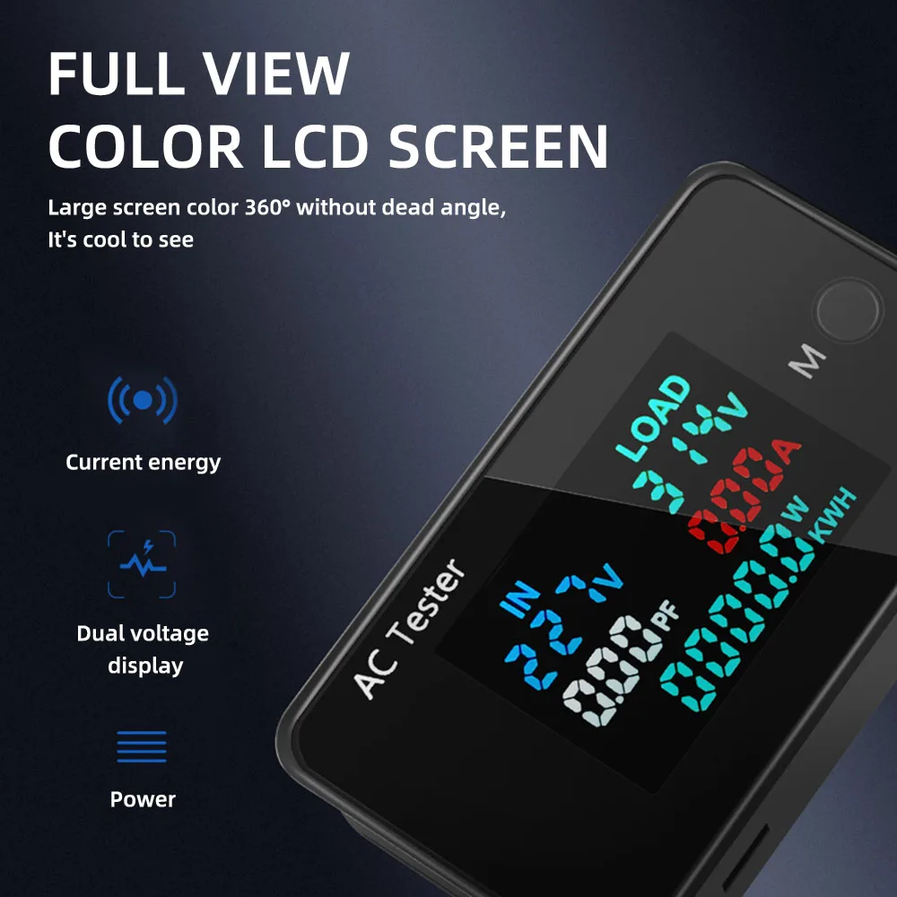 KWS-AC305 Digital AC Dual Voltmeter Ammeter Monitors Voltage Indicator Tester Ammeter Professional Electric Consumption Tools