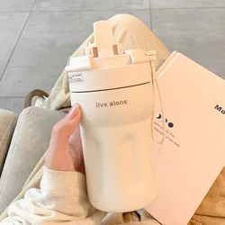 Xiaomi Coffe Insulation Mug Stainless Steel Thermos with Straw Cold-Keeping Simple Style Leak-Proof Car Women General Gift Cup