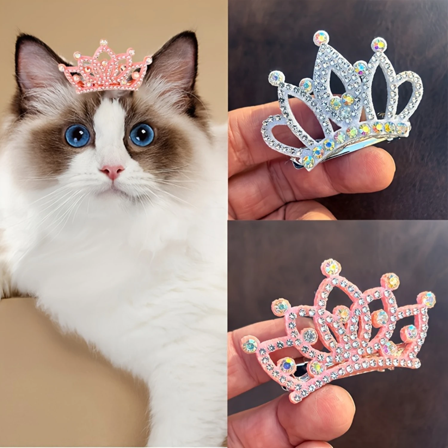 

3pcs Tiara Pet Hairpins - Suitable For Cat And Dog Headgear, Pet Birthday Christmas Gift, Hair Accessories