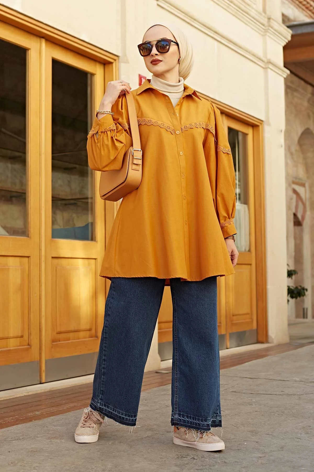 

Ruched Poplin Shirt MD Mustard