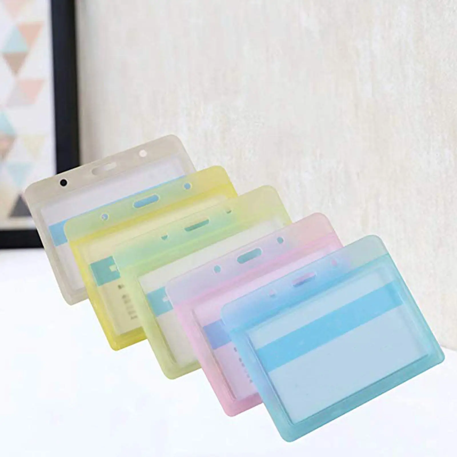 10Pcs Colored Waterproof Id Holders Scratch Resistant for Office School Badge Name Tag Protection Id Holder