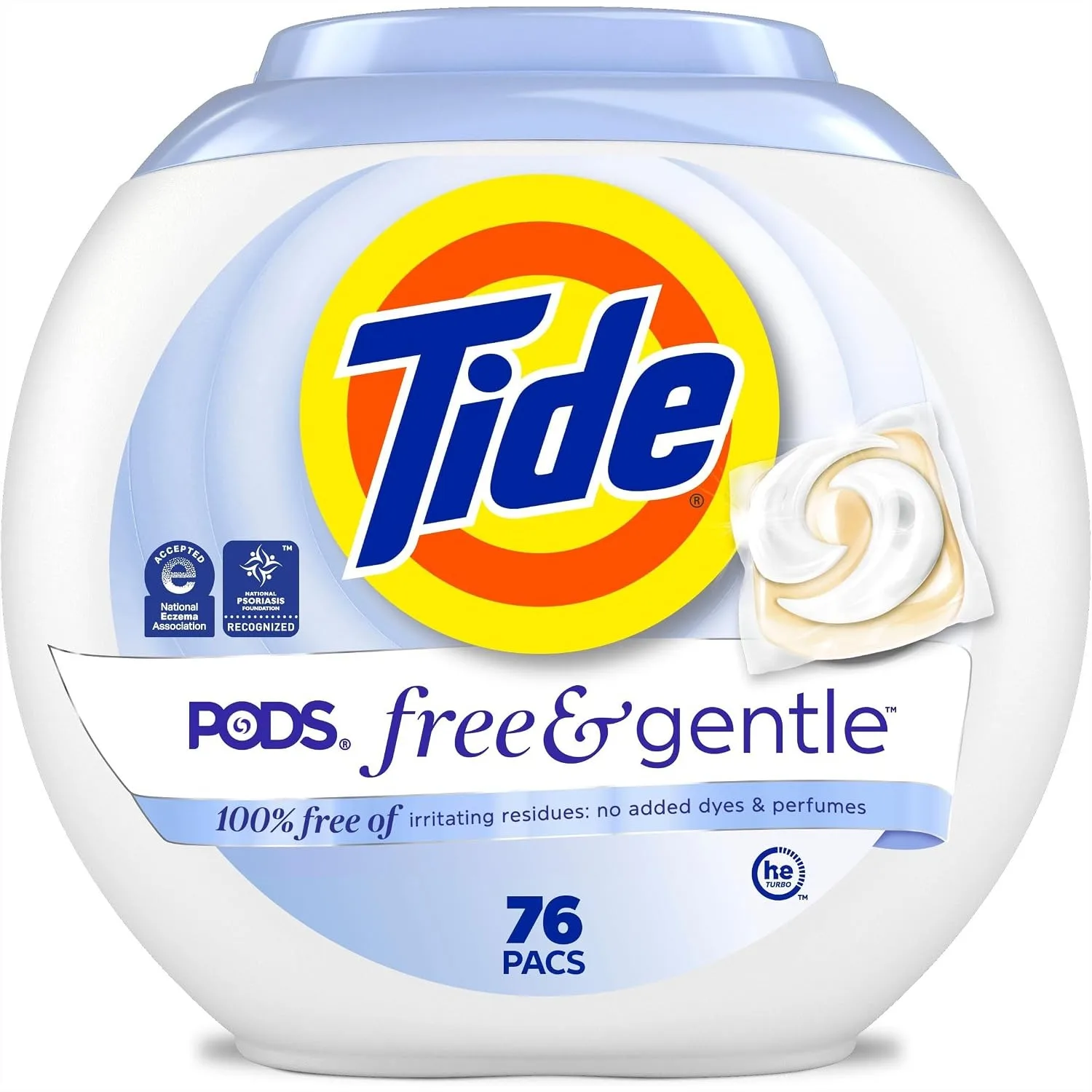 

Laundry Detergent Pods 76 Count Free & Gentle for Sensitive Skin Dye Free Perfume Free