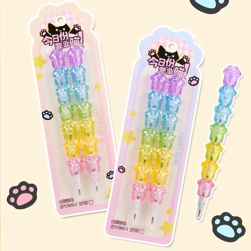 24set/lot Kawaii Cat Paw Removable Pencil Cute 0.5MM Drawing Writing Pen School Office Supplies