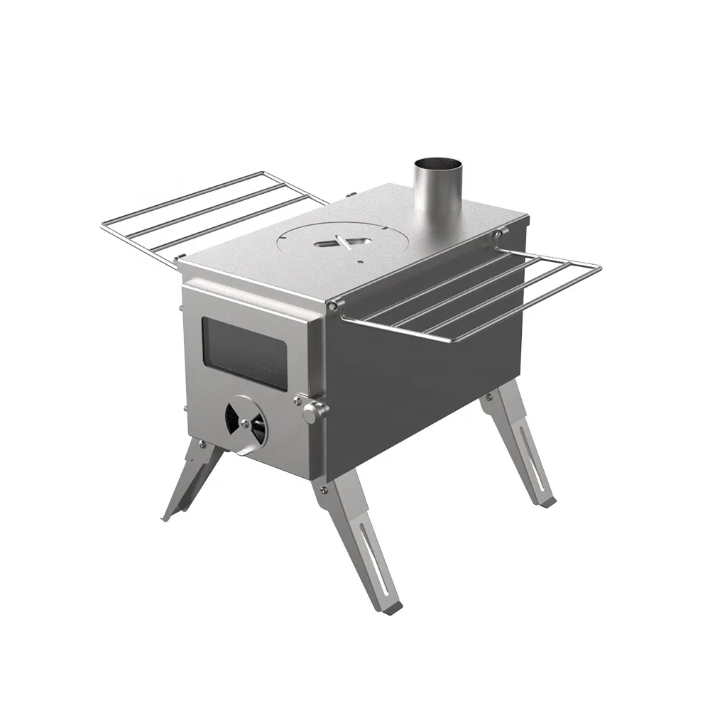 Stainless Steel Portable Camping Wood Burning Tent Stove, Fishing & Outdoor Cooking