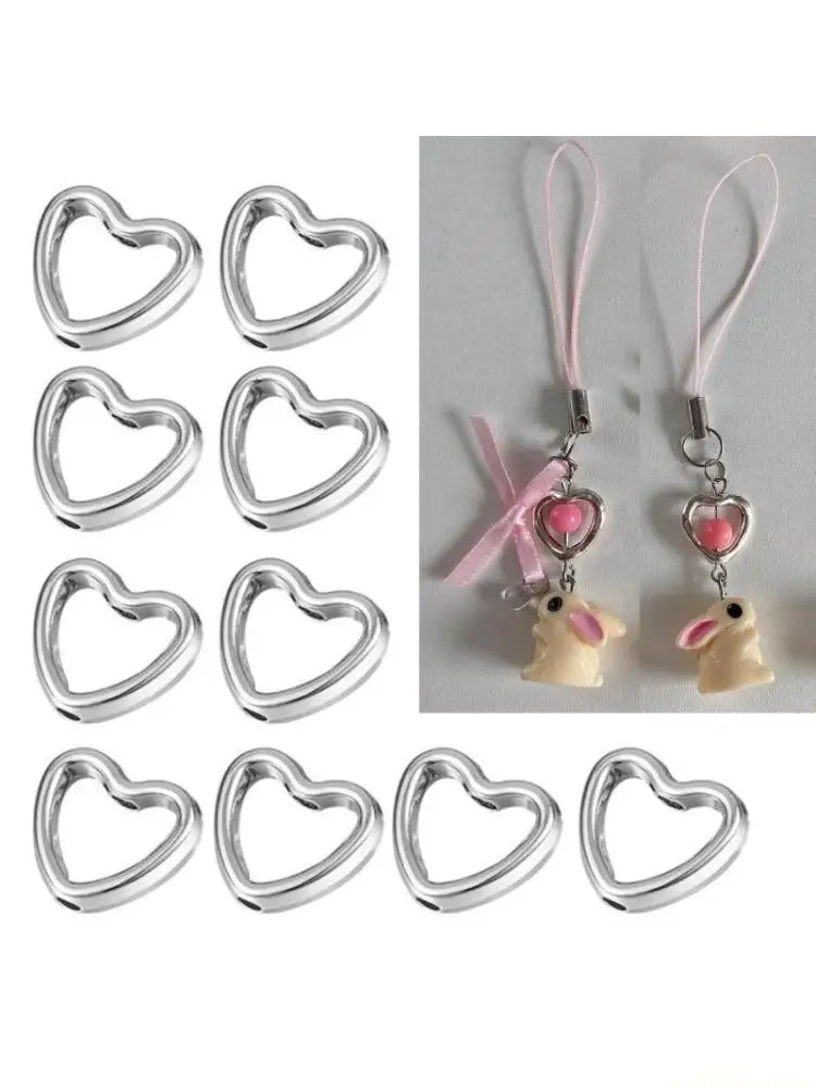 

D46E Упаковка из 50 модных бусин в форме сердца с двойным отверстием CCB, материал, полые подвески в форме сердца, ювелирные для