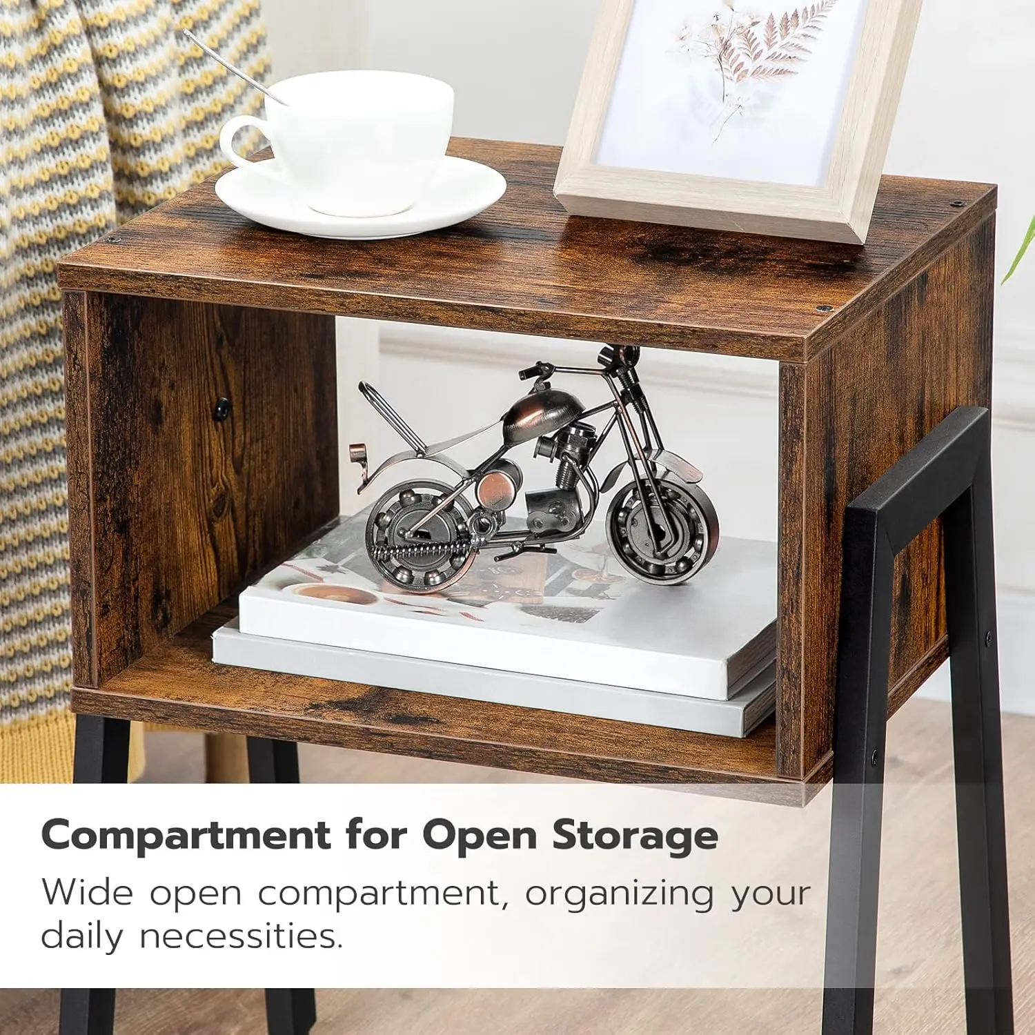 Small Nightstands Set of 2, Stackable End Tables, Side Tables, Bedside Tables with Open Storage Shelf, for Small Spaces, Bedr