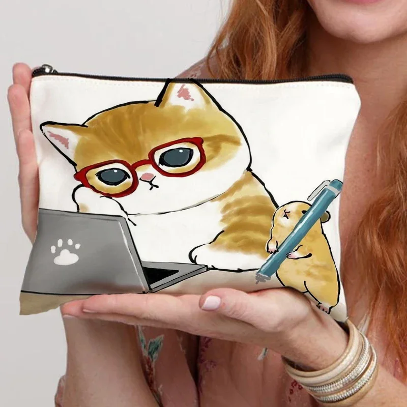 Bonito Gato Dos Desenhos Animados Cosmetic Pouch Maquiagem Bolsa Bolsa Organizador De Viagem Neceser Cosmetic Organizer Kawail Kitten Crianças Travel Bag