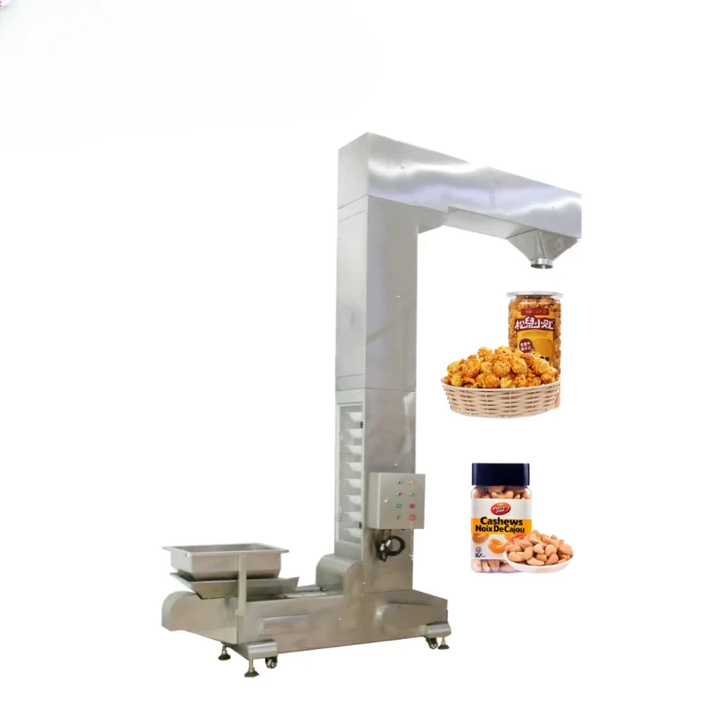 Hoist, vertical conveyor feeding hoist, for snack/nut packaging