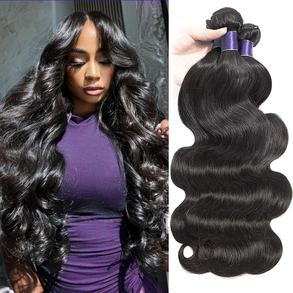Human Hair Bundles 1/3/4 100% Unprocessed Human Hair Body Wave Bundles Brazilian Human Hair Extensions For Women 30 40 Inch