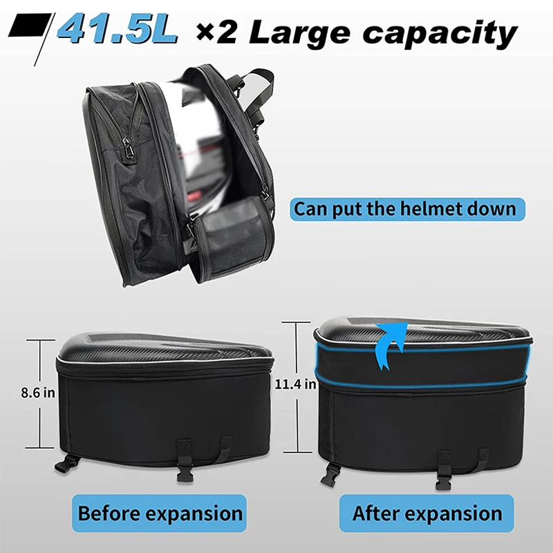 2 pezzi Universal fit borse per borse da moto borse da sella per bagagli forcella laterale custodia da viaggio scatola per casco laterale per moto equitazione