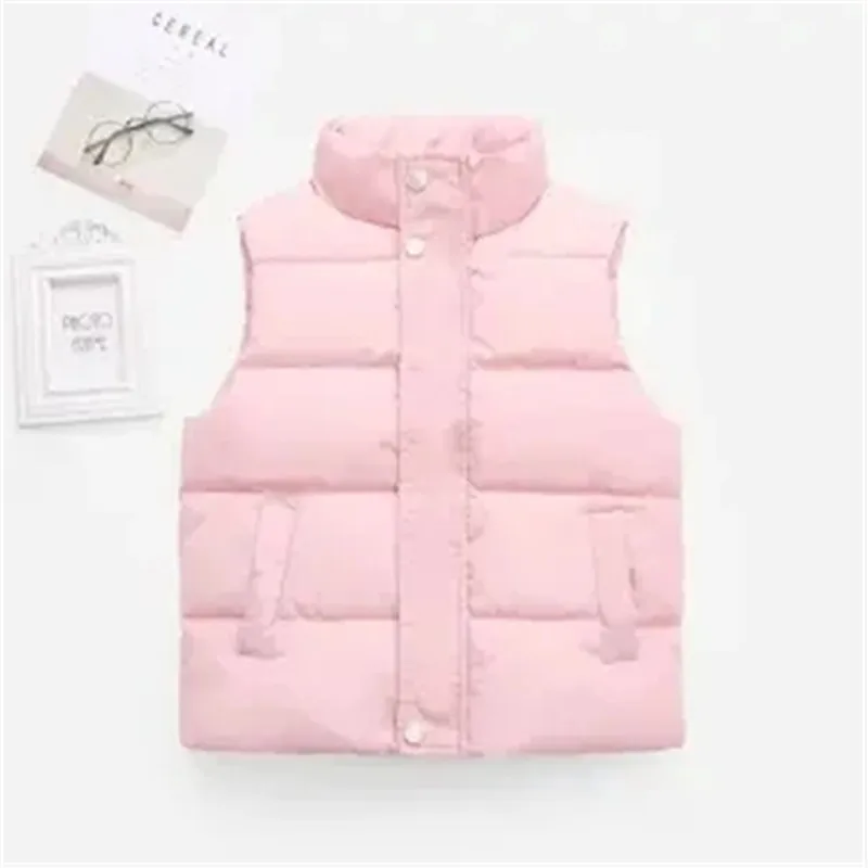 New Children\'s Down Cotton Vest Five Colors Boys Girls Adult Outer Wear Vest Stand-up Collar Warm Thickened Autumn Winter Vest