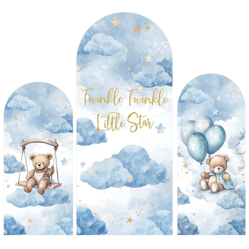 Mocsicka 2-Sided Arch Backdrops Twinkle Twinkle Little Star Baby Shower Background Boys Welcome Party Decor Studio Props Custom