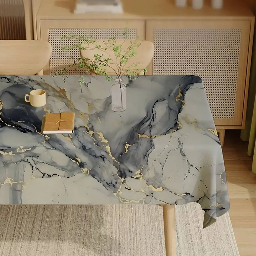 Colour Gold Marble Tablecloth Birthday Party Wedding Christmas Table Cover Wipe Desk Cloth Decor Covers Rectangle