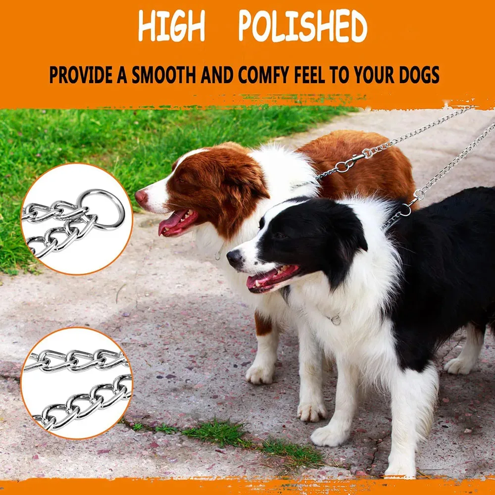 Metal Double Dog Leash Durable Dog Chain for Two Dogs 2 Way No Tangle Couper Double Pet Dog Chain Lead for Walking Training