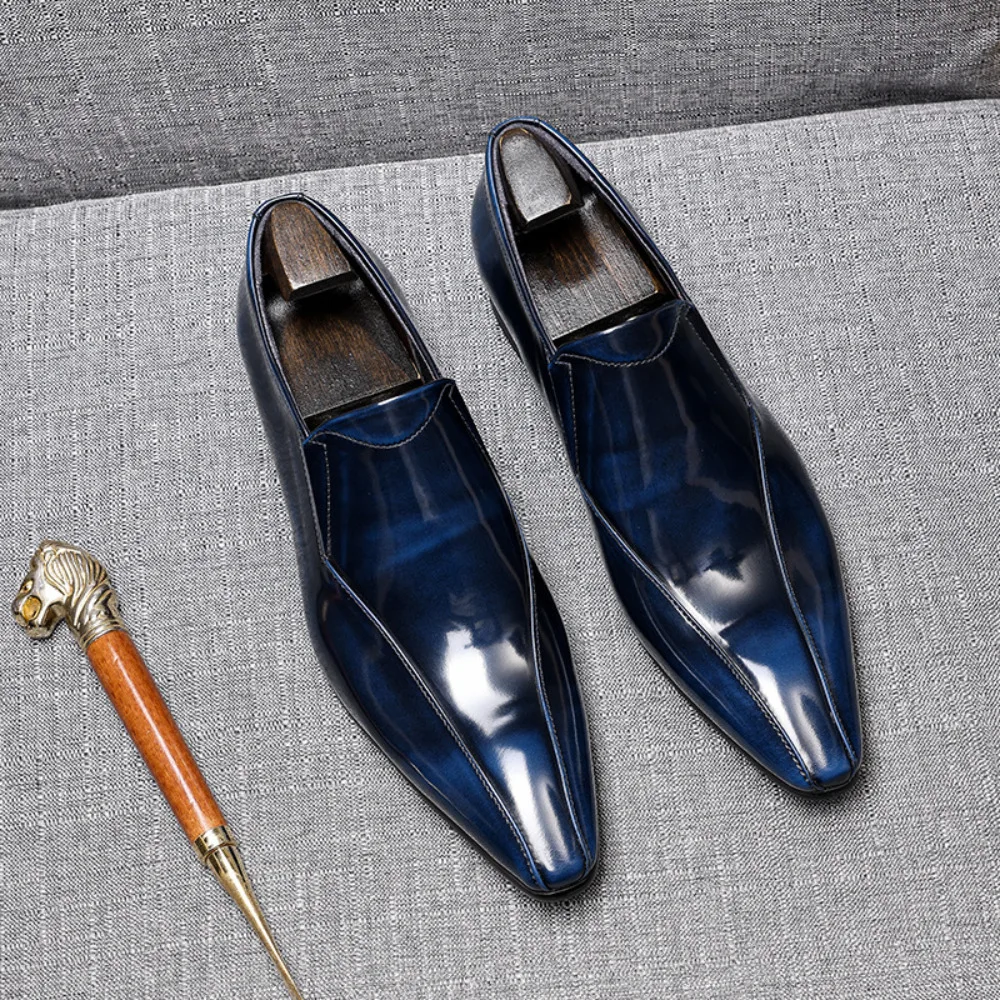 Summer Breathable Men Leather Loafers Business Casual Shoes Lightweight Slip on Dress Shoes