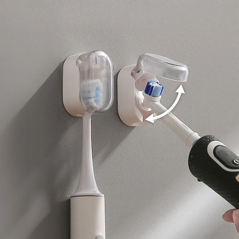 Electric Toothbrush Holder with Cover, Dust-proof and No Punching, Wall-mounted Bathroom Couple Toothbrush Storage Rack