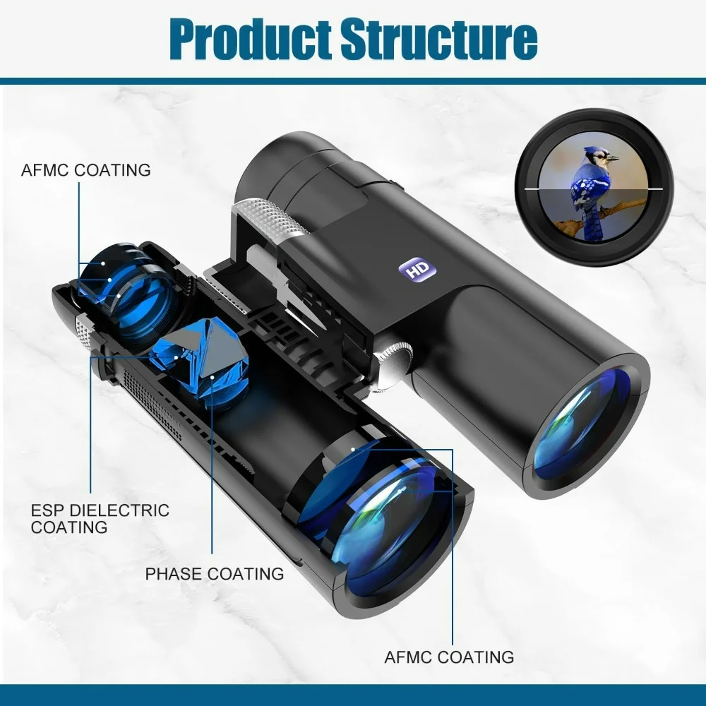 18x50 HD Binoculars for Adults with Upgraded Phone Adapter, Tripod and Tripod Adapter, Large Eyepiece Waterproof Binoculars.