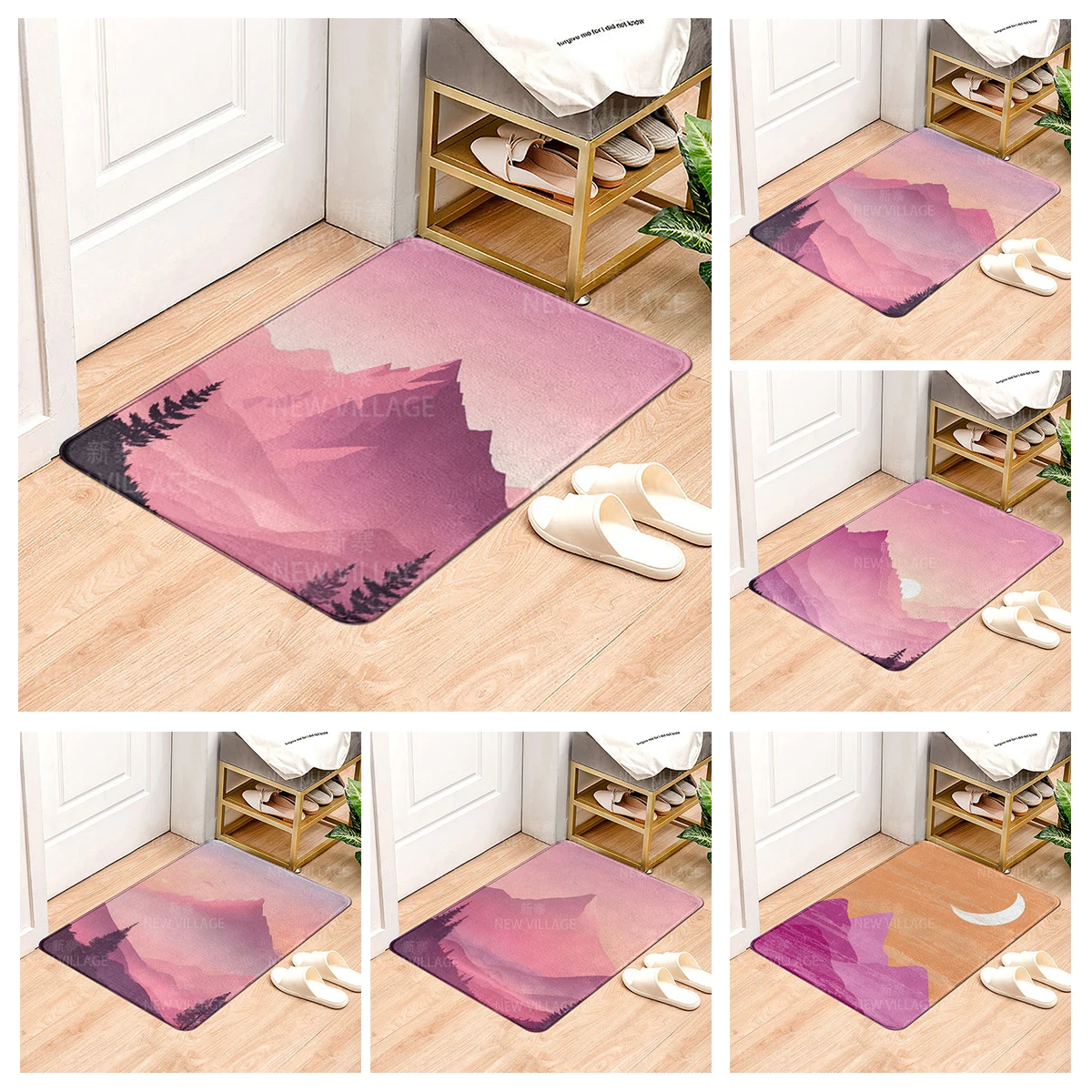 House entrance carpet Home door mat Modern Nordic style Room Bath Foot bathroom non-slip Kitchen water rugs Abstract Scenic Sky