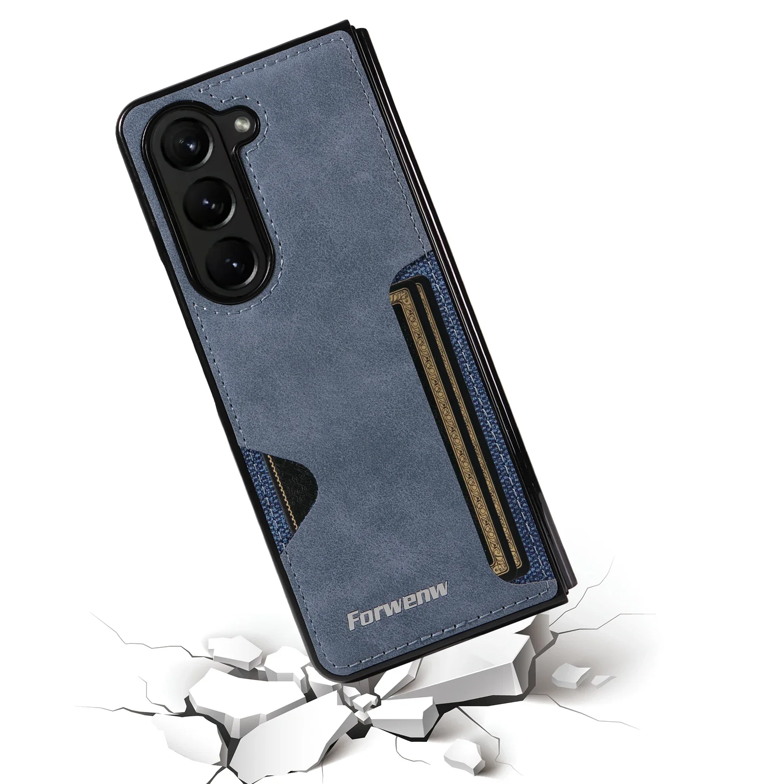 Cards Solt Wallet Leather Business Phone Case For Samsung Galaxy Z Fold 6 5 4 3 5G Fold6 Fold5 Full Protection Ultra Thin Cover