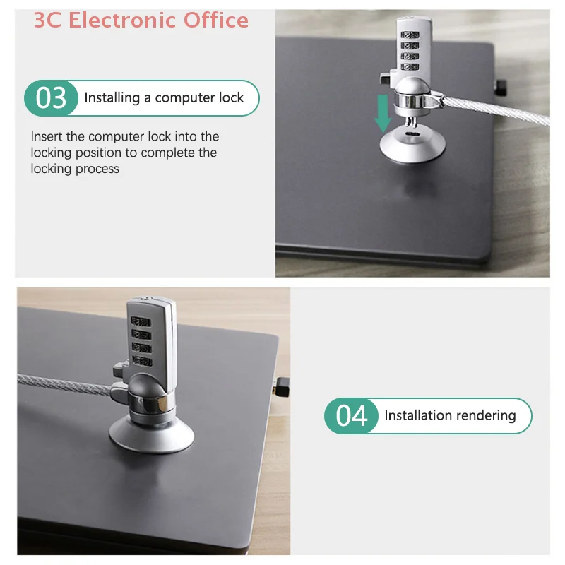 Universal USB Wedge-Shaped Hole Anti-Theft Wire Lock for Laptop and Tablets