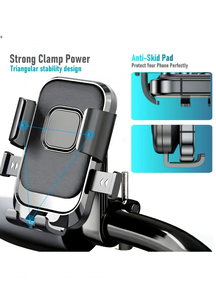AliExpress NONE Motorcycle Bicycle Handlebar Phone Holder Auto Quick Lock Fast Installation Compatible With iPhone Samsung All Smartphones