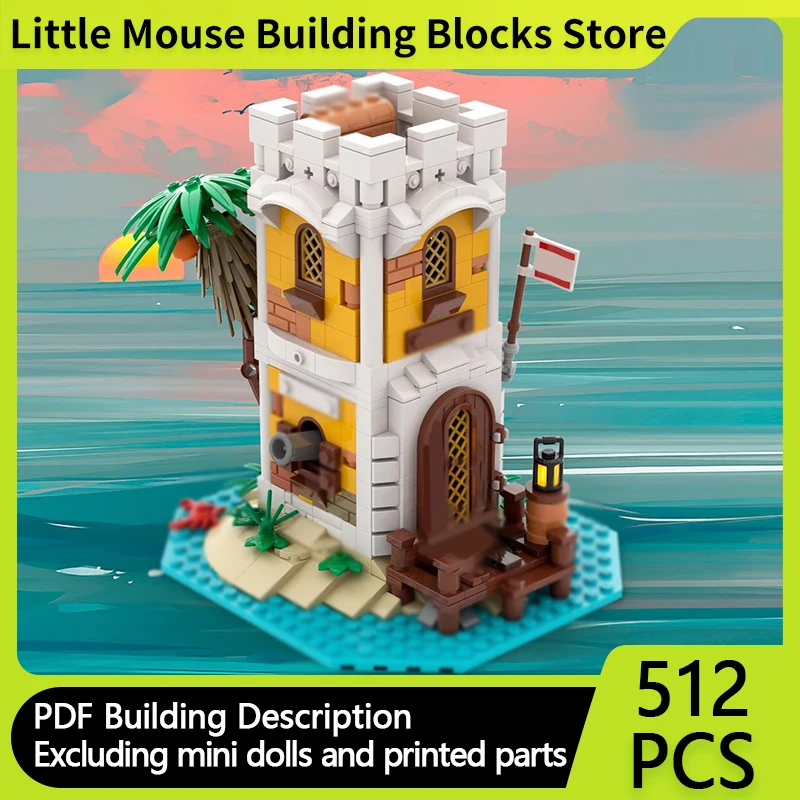 

Medieval Castle Model MOC Building Bricks Pirate Cannon Bay Modular Technology Gifts Holiday Assemble Children Toys Suit