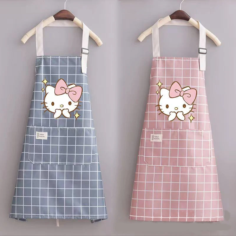 مرحبا كيتي المئزر لطيف الكرتون المئزر سميكة العمل المئزر للماء النفط واقية المئزر قابل للتعديل حزام الكتف هدية عيد الميلاد