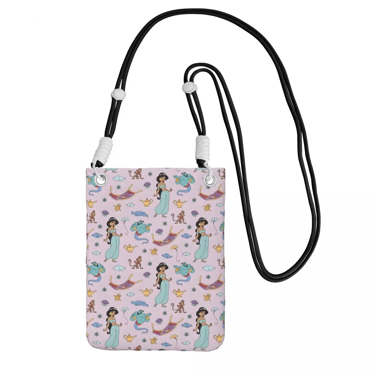 

Custom Aladdin Carry A Mobile Phone Bag Diagonally Men Women Musical Fantasy Film Shoulder Crossbody Bag Detachable Strap Walk