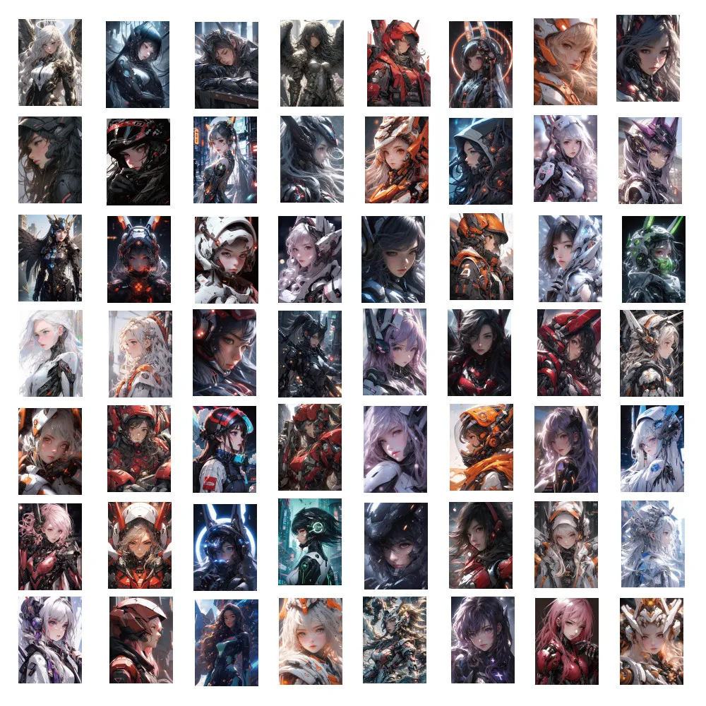 60 قطعة من ملصقات Mecha Girl - ديكور مستوحى من الخيال العلمي لمشاريع الهواتف وأجهزة الكمبيوتر المحمولة متجر AnimeWorlds