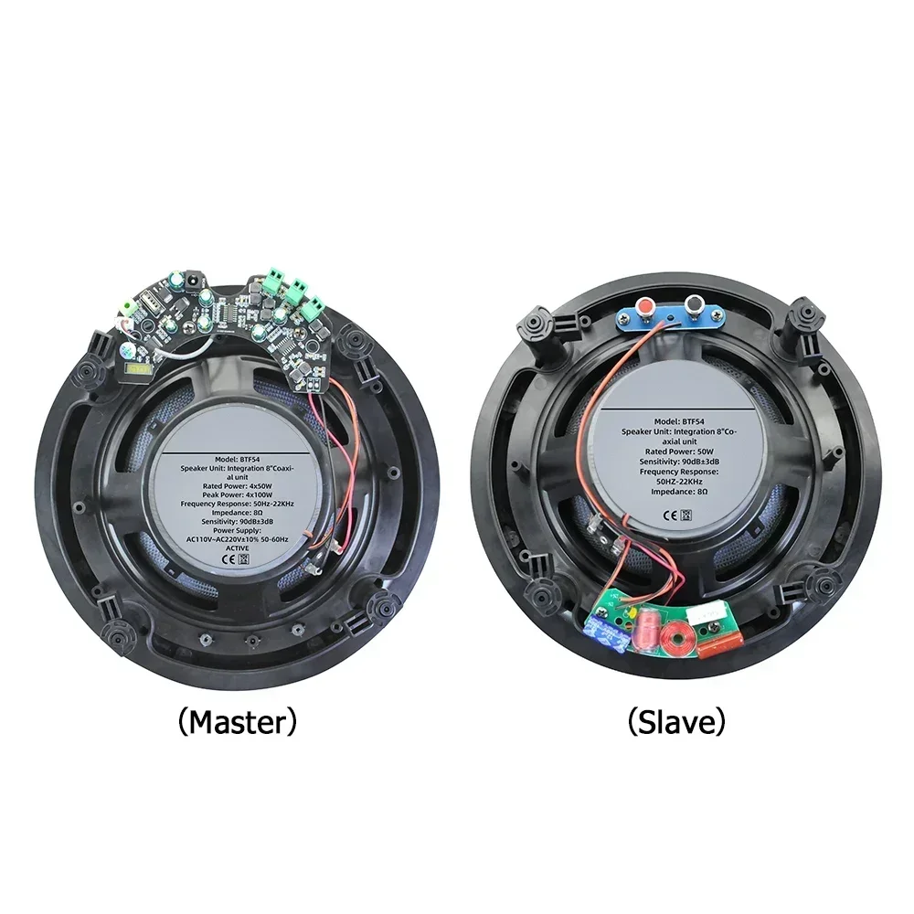 Haut-parleur de plafond coaxial Bluetooth, puissance 50W, HiFi, haut-parleur stéréo, contrôleur Bluetooth, connectable au téléphone, à la tablette, à l'ordinateur, 8 pouces