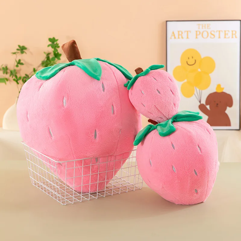 Lindo juguete de peluche Kawaii de fresa rosa, muñeco de peluche, almohada de fruta bonita para niños, regalo de cumpleaños y Navidad, decoración para habitación de niñas, cojín para sofá