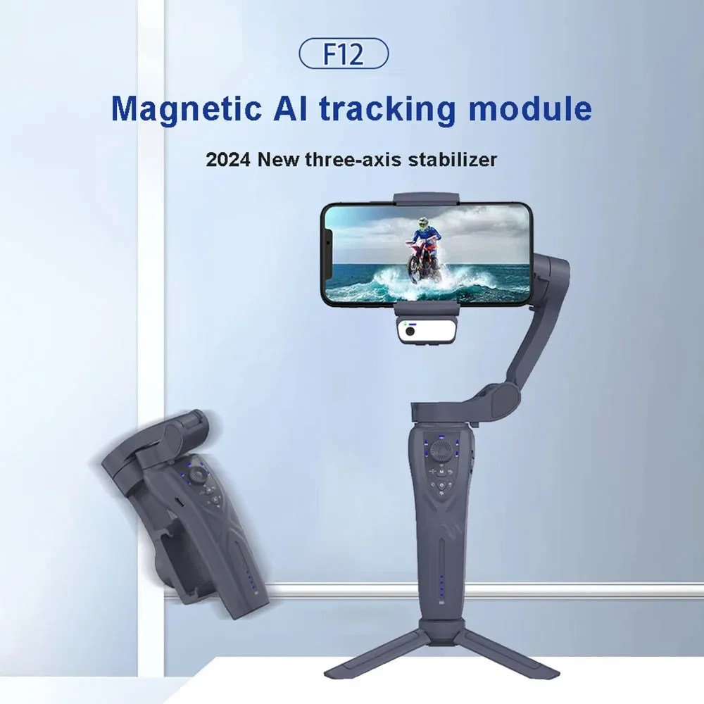 AI Face Tracking 3-Axis Gimbal Handheld Stabilizer With LED Fill Light For iPhone 15 Samsung Smartphone Anti Shake Video Record