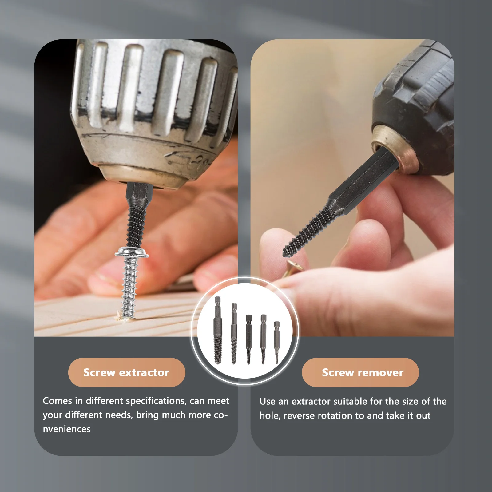 

5Pcs Stripped Screw Extractor Broken Bolt Remover with High Wear Resistance Easy to Use for Damaged Fasteners Screw Extractor