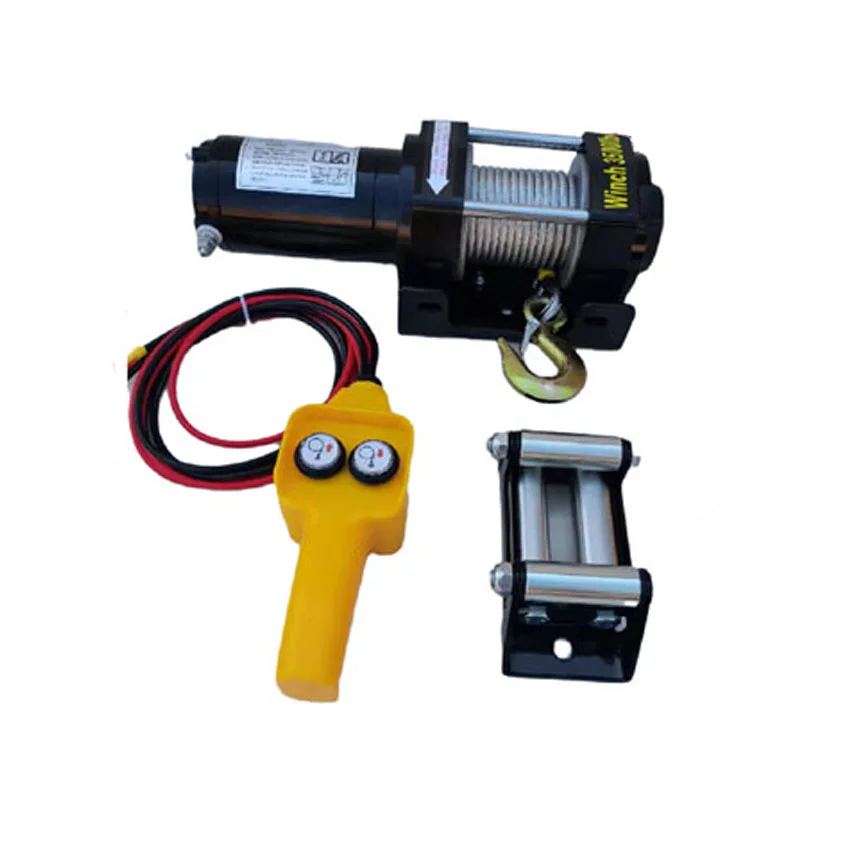 

12v24v 3500 lbs Steel wire Rope Electric Winch For Traction Portable Winch Car Trailer Truck Off Road with hand/Wireless Control