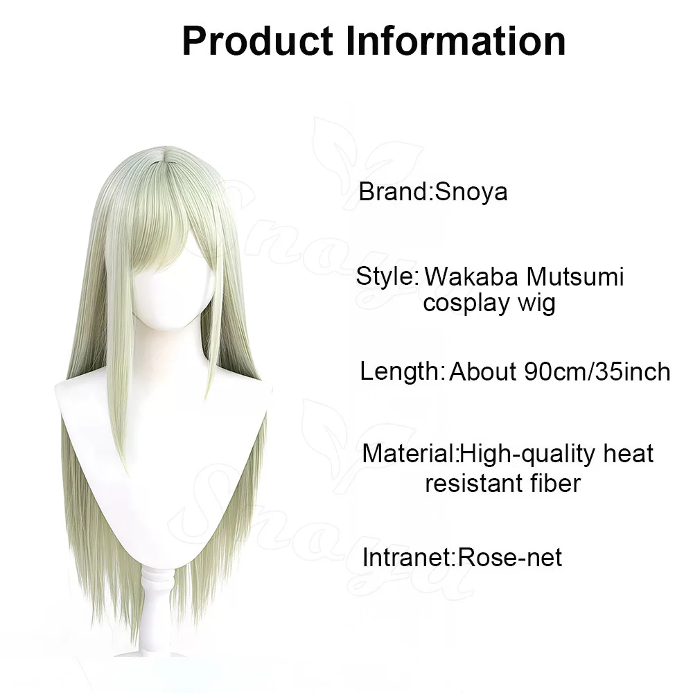 Snoya Mutsumi Wakaba Cosplay Wig BanG Dream!It’s MyGo!!! 90cm Long Straight Pale Cyan Synthetic Wig Hair For Halloween Party