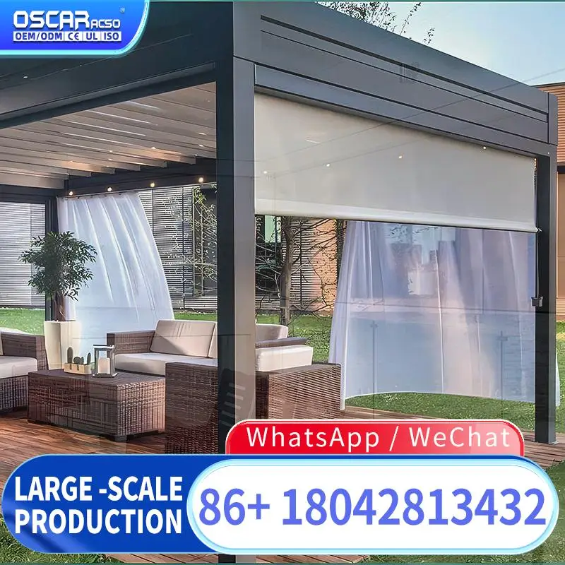 Cold proof Windproof Outdoor Pergola Garden Zip Screen Patio Window Blinds for Backyard Balcony Terrace Rolling shutter