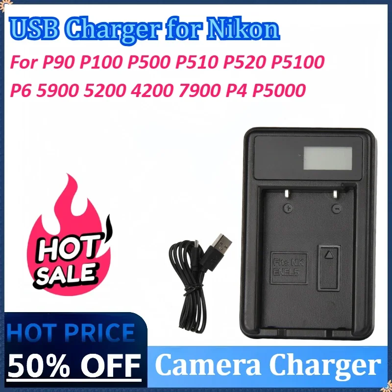 

EN-EL5 EN EL5 Battery USB Charger for Nikon CoolPix P90 P100 P500 P510 P520 P5100 P6000 5900 5200 4200 7900 P4 P5000 and More