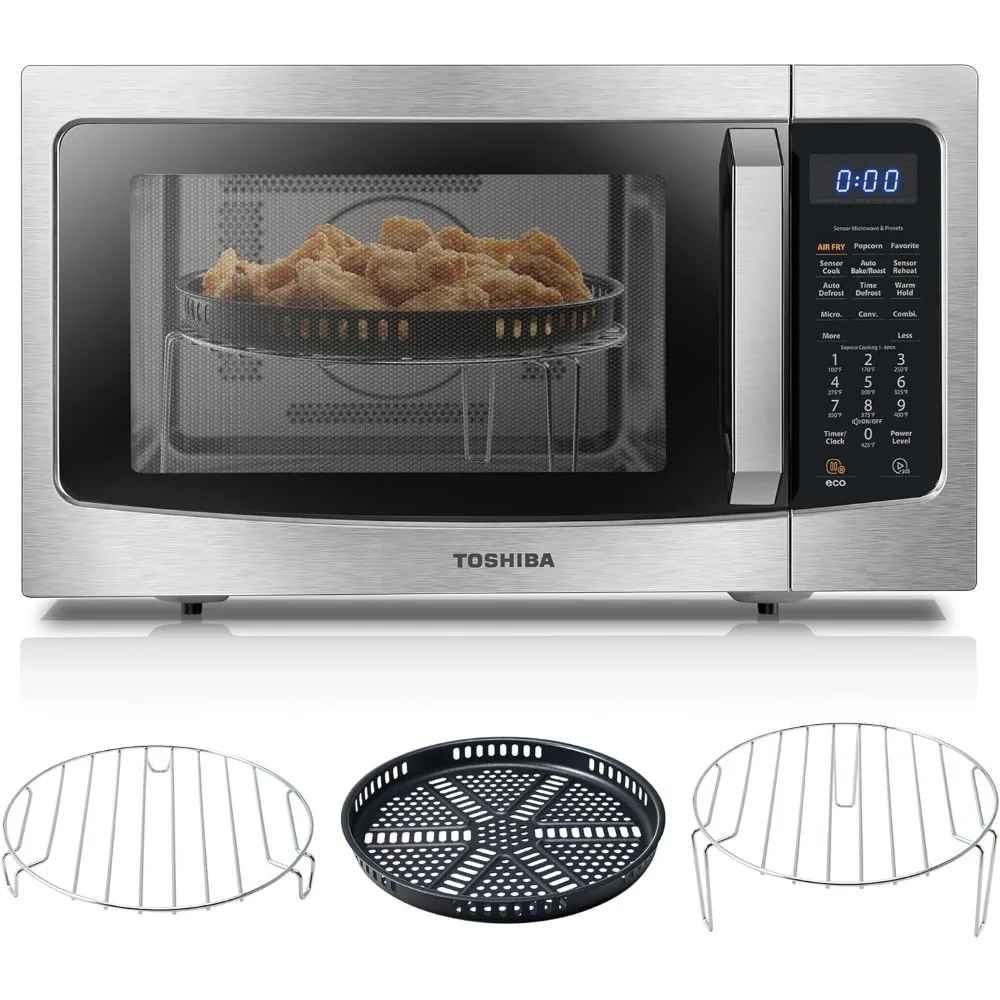 Forno Microondas com Sensor Inteligente, Air Fryer Combo, Convecção de Convecção 4 em 1 Bancada, 1.5 Cu Ft, 13.6 "Turntable, 1000W