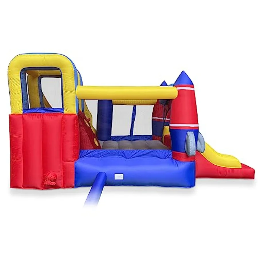 Maison gonflable de rebond de fusée avec souffleur, videur pour enfants avec deux diapositives et grande zone de saut