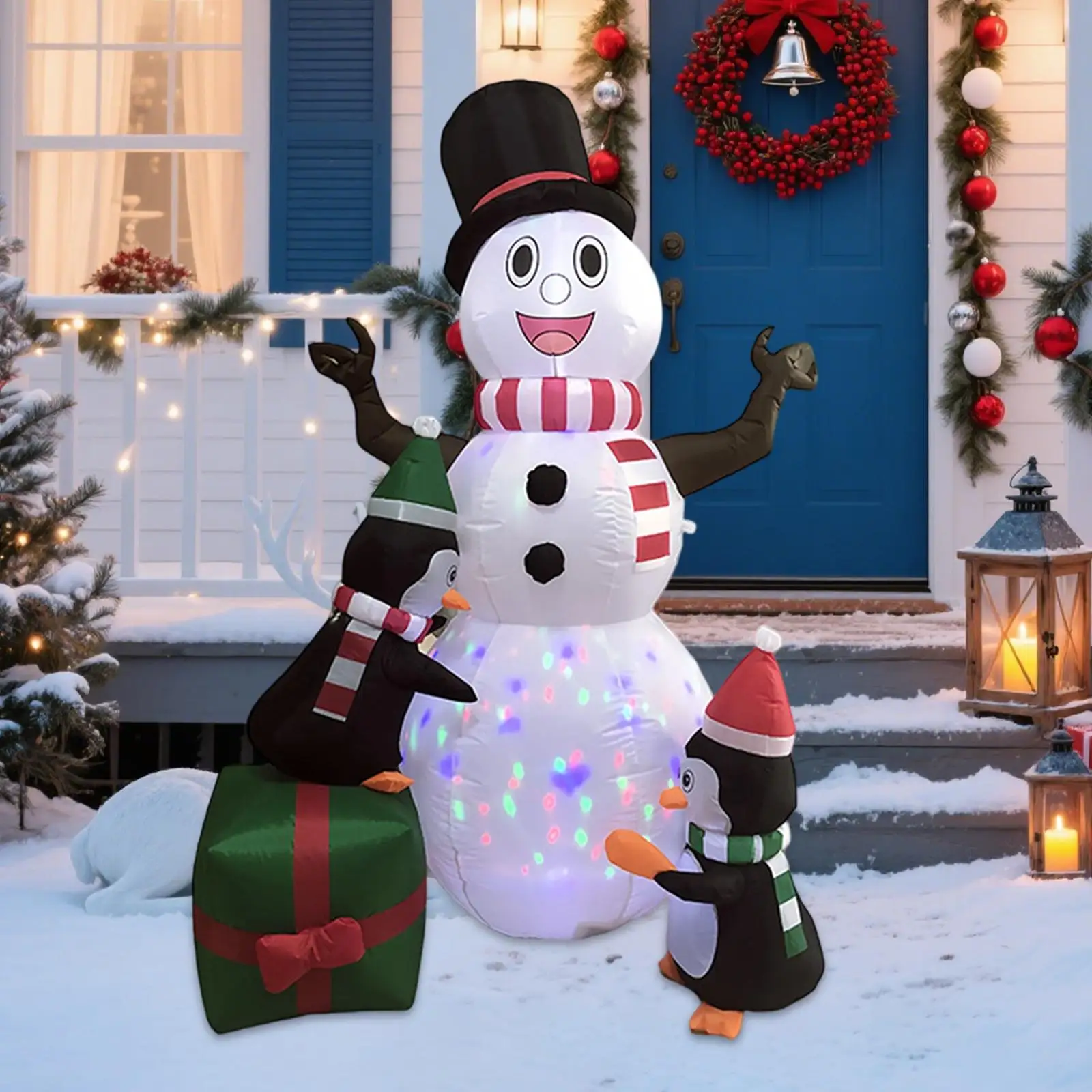 

Christmas Inflatable Snowman Penguin Christmas Decoration Novelty Weatherproof Built in LED Lights for Party Holiday Outdoor