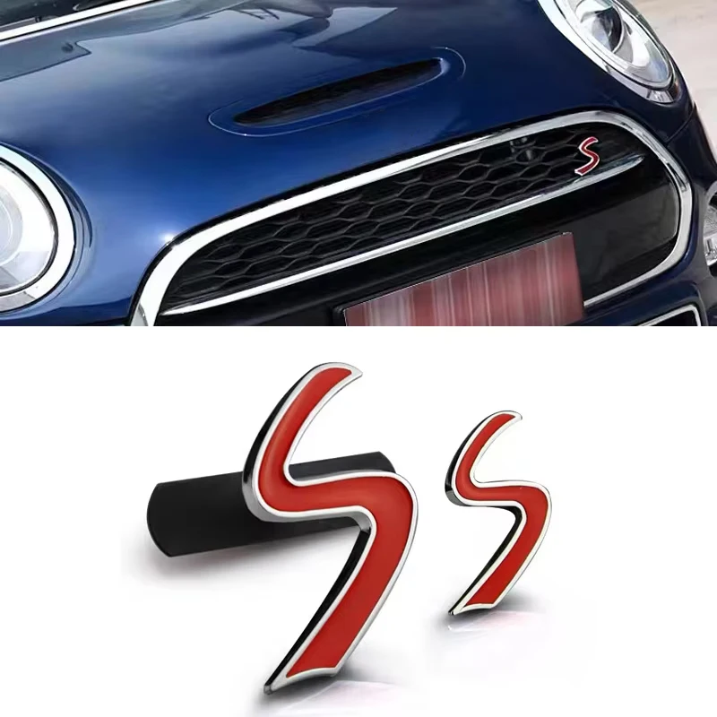 3D Metal Car Front Grille Chrome Emblem Sticker for Mini Cooper R50 F56 R53 R56 R57 R58 R60 Auto Grill Badge Decals Accessorie