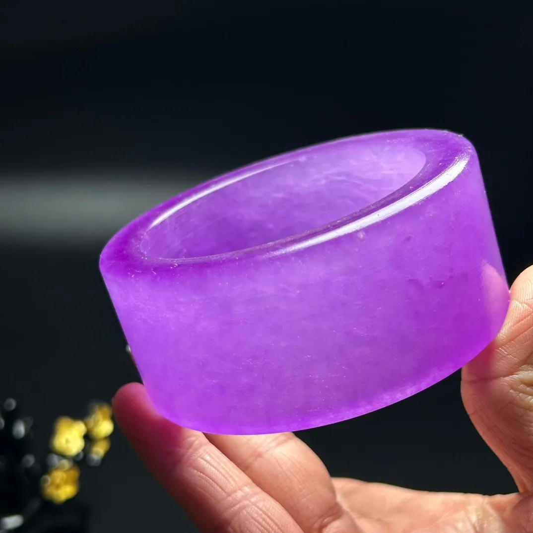 Woman Bracelet Nature Icy Lavender Jade Jadeite Wide Tire Bangle 60MM